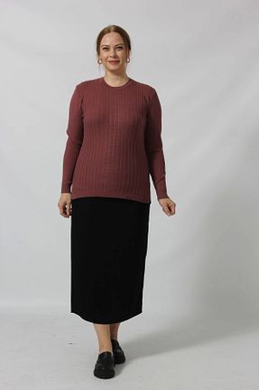 پلیور سایز بزرگ زرشکی زنانه Kazak Moda Berray - کد 789683088