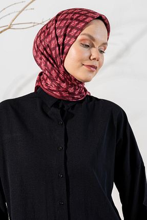 روسری زرشکی پلی استر JAWEL - کد 866294881