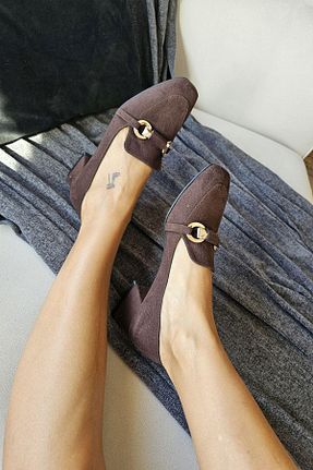 کفش کلاسیک قهوه ای زنانه چرم خالص TOPUKLA - کد 866292605