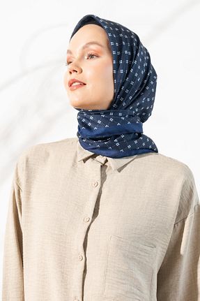 روسری سرمه ای پلی استر JAWEL - کد 866300560