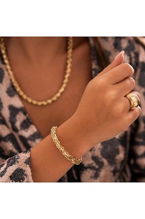 دستبند طلا طلائی زنانه 14 عیار hakan mücevherat - کد 866376517