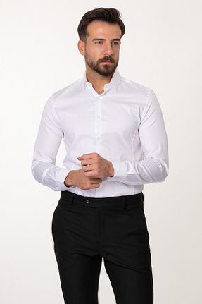 پیراهن سفید مردانه اسلیم فیت Mcr - کد 101853956