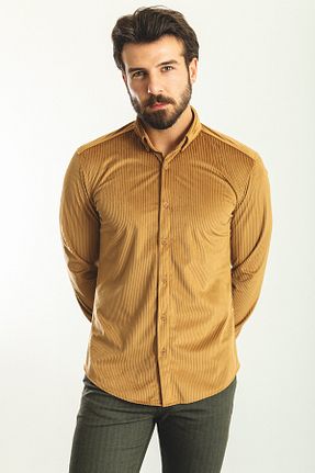پیراهن بژ مردانه اسلیم فیت Mcr - کد 381538109