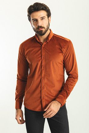 پیراهن نارنجی مردانه اسلیم فیت Mcr - کد 381538390