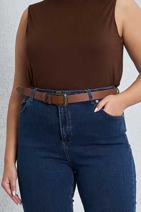 کمربند قهوه ای زنانه چرم مصنوعی Büyük Moda - کد 358247345