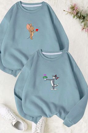 سوئیشرت آبی زنانه چاپی FECCY - کد 866361018