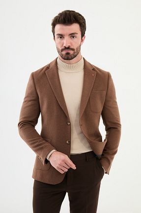 کت قهوه ای مردانه اسلیم فیت Mcr - کد 824533903