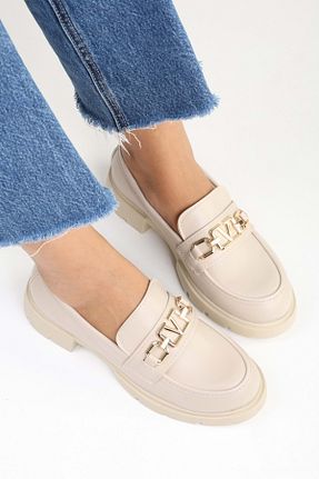 کفش لوفر بژ زنانه چرم لاکی Shoeberry - کد 866361002