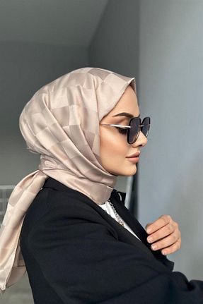 شال بژ زنانه پنبه ای Mira İpek - کد 866358912