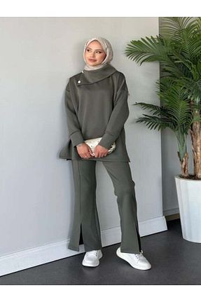 ست بالاتنه و پائین تنه حجاب خاکی زنانه رگولار Genel Markalar - کد 866375075