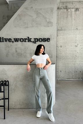 شلوار جین خاکی زنانه پاچه پهن XRAY JEANS - کد 866383534