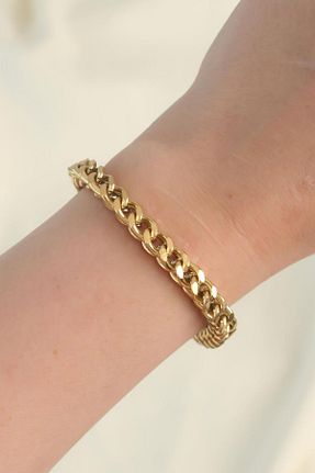 دستبند استیل (فولاد) طلائی زنانه استیل (فولاد) Gold - کد 866969085