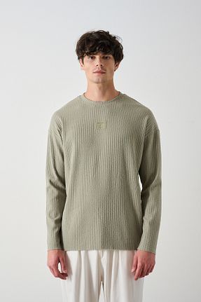 سوئیشرت سبز مردانه طرح دار İLKCET MODA - کد 866755244