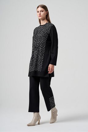 ست بالاتنه و پائین تنه مشکی زنانه بافتنی MÜSEMMA - کد 866565533