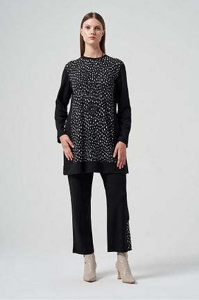ست بالاتنه و پائین تنه مشکی زنانه بافتنی MÜSEMMA - کد 866565533