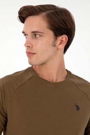 سوئیشرت خاکی مردانه ساده U.S. Polo Assn. - کد 866564719