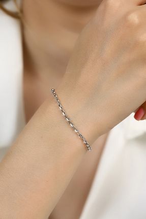 دستبند طلا سفید زنانه 14 عیار Altınkesesi - کد 849747199