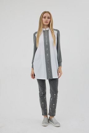 تونیک حجاب طوسی زنانه بافتنی Moodbasic - کد 866602917