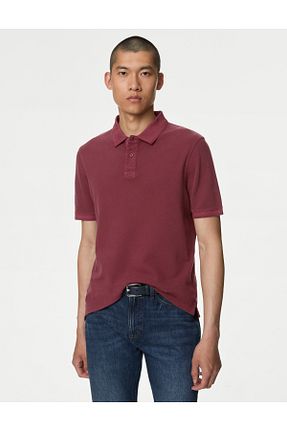 تیشرت زرشکی مردانه رگولار Marks & Spencer - کد 866610203