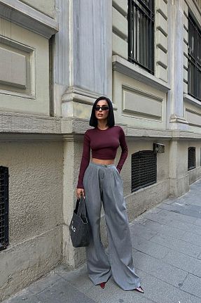 بلوز زرشکی زنانه ساده YOUR NAME - کد 866608329