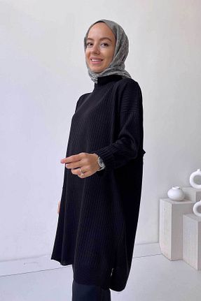 تونیک حجاب مشکی زنانه مخلوط ویسکون Ka Hijab - کد 341826034