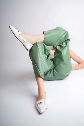 بابت سفید زنانه چرم خالص Lizizu - کد 813497871