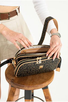 کیف دوشی قهوه ای زنانه چرم مصنوعی eflanmoda - کد 866711766