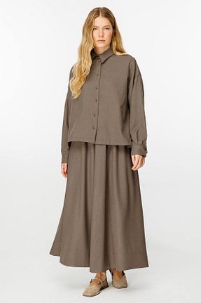 پیراهن حجاب قهوه ای زنانه رگولار Hooopstore - کد 866702087
