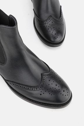 بوت / نیم بوت مشکی زنانه چرم خالص TUNAELLİ - کد 866716506