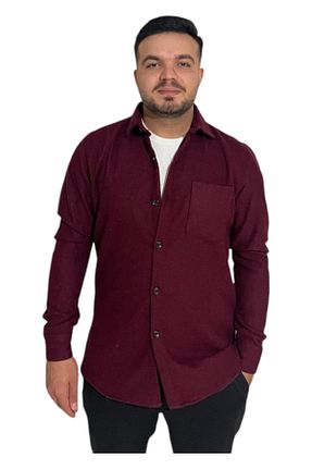 پیراهن زرشکی مردانه رگولار Pi Giyim - کد 866757973