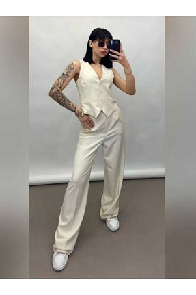 ست بالاتنه و پائین تنه نباتی زنانه بافتنی MODA - کد 866321761
