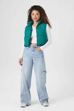 شلوار جین متالیک زنانه پاچه گشاد Forever 21 - کد 866845656