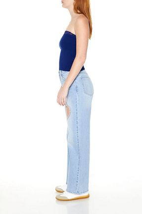 شلوار جین آبی زنانه پاچه گشاد Forever 21 - کد 866850705