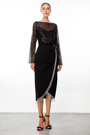 دامن مشکی زنانه بافتنی Moda İlgi - کد 837981710