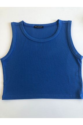 تیشرت آبی زنانه کراپ paylaşımmoda - کد 866971043