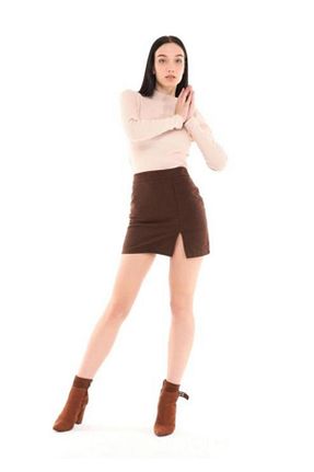 دامن قهوه ای زنانه ویسکون ubmbutik - کد 866980314