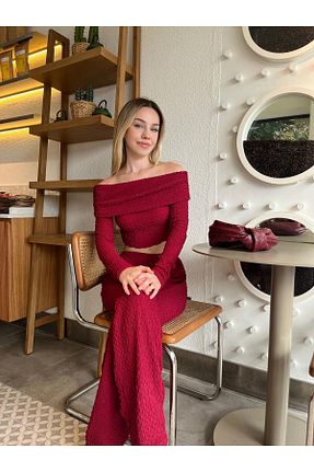 شلوار زرشکی زنانه بافتنی Zechka - کد 867009656