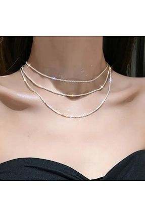گردنبند جواهر سفید زنانه فلزی Eloditakı - کد 867038841