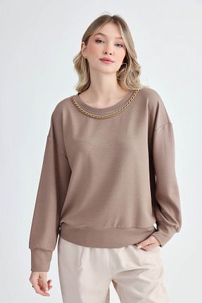 بلوز قهوه ای زنانه ساده Vitrin - کد 867075437