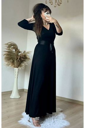 لباس سایز بزرگ مشکی زنانه %1 اکریلیک, %96 پنبه, %2 پلی استر, %1 ویسکون AZRA BUTİK - کد 867280174