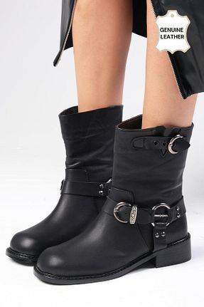 بوت / نیم بوت مشکی زنانه چرم خالص Mio Gusto - کد 863148339