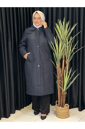 کاپشن حجاب سرمه ای زنانه پلی استر Butik büyük beden - کد 867083105