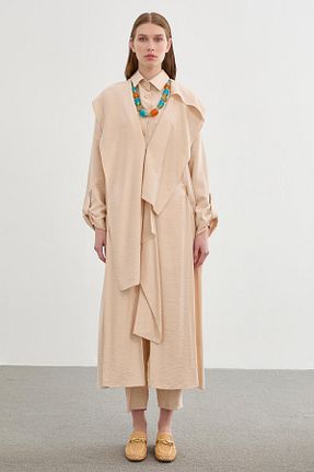 کلاه و ابایا بژ زنانه بافتنی Zühre - کد 820119563