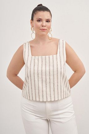 بلوز بژ زنانه سایز بزرگ Myline - کد 854091130