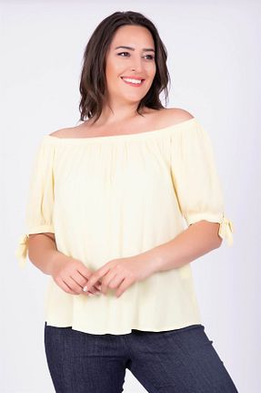 بلوز سایز بزرگ زرد زنانه سایز بزرگ Myline - کد 7078302