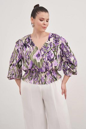بلوز خاکی زنانه ساده Myline - کد 867122791