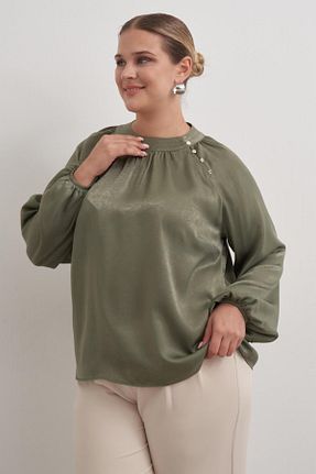 بلوز خاکی زنانه ساده Myline - کد 867122801