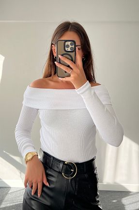 بلوز سفید زنانه ساده FAARKCOLLECTİON - کد 867131040