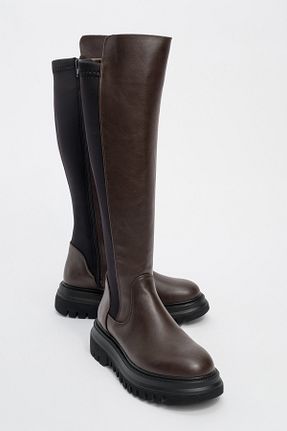 چکمه قهوه ای زنانه چرم مصنوعی luvishoes - کد 867156391