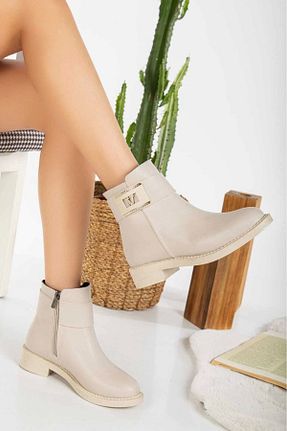بوت / نیم بوت بژ زنانه چرم مصنوعی SOFT FASHION - کد 867377703